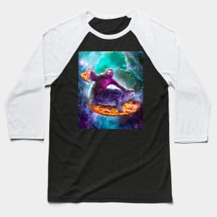 Trippy Space Sloth Turtle - Sloth Pizza Baseball T-Shirt